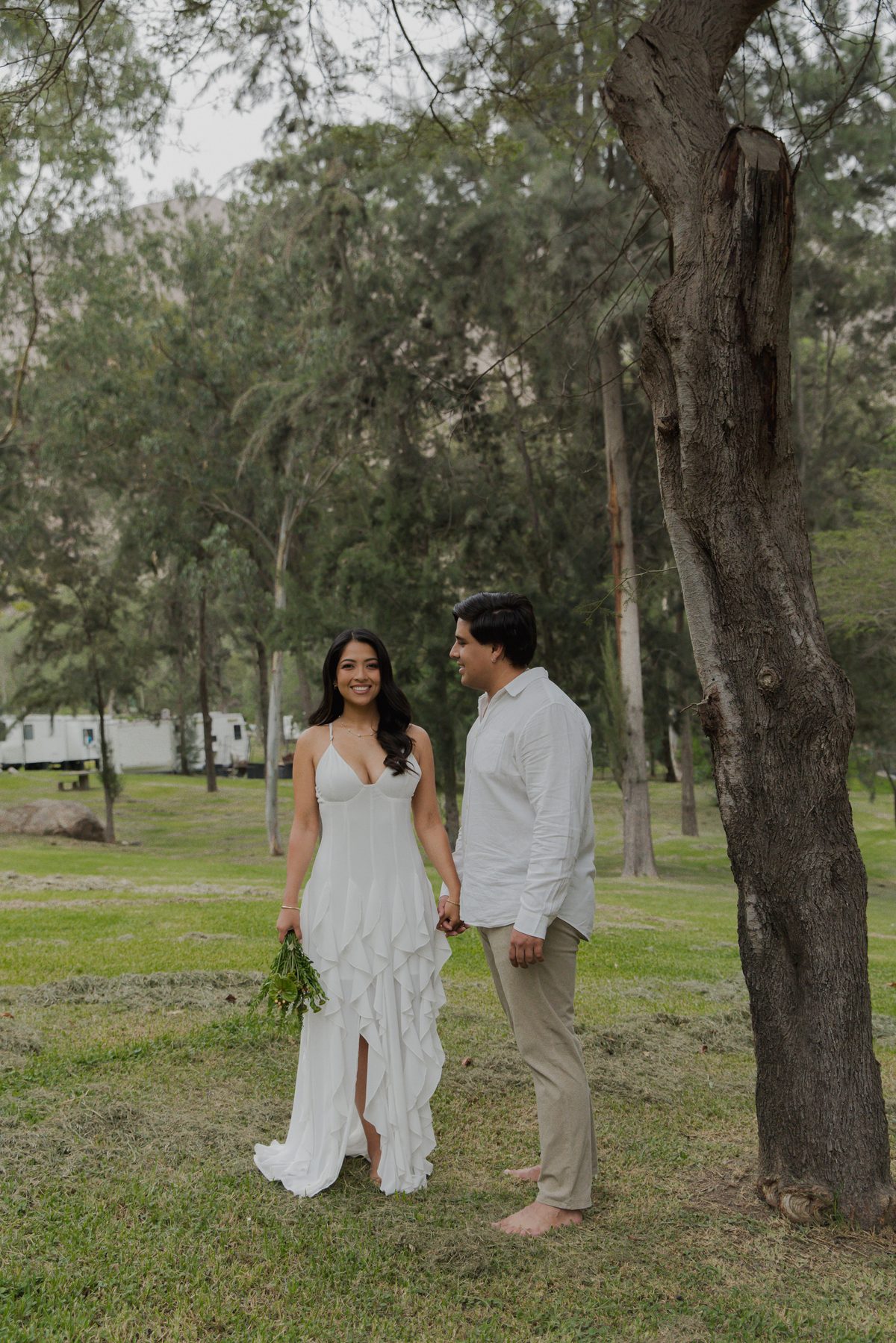 Bajo los árboles tomados de la mano